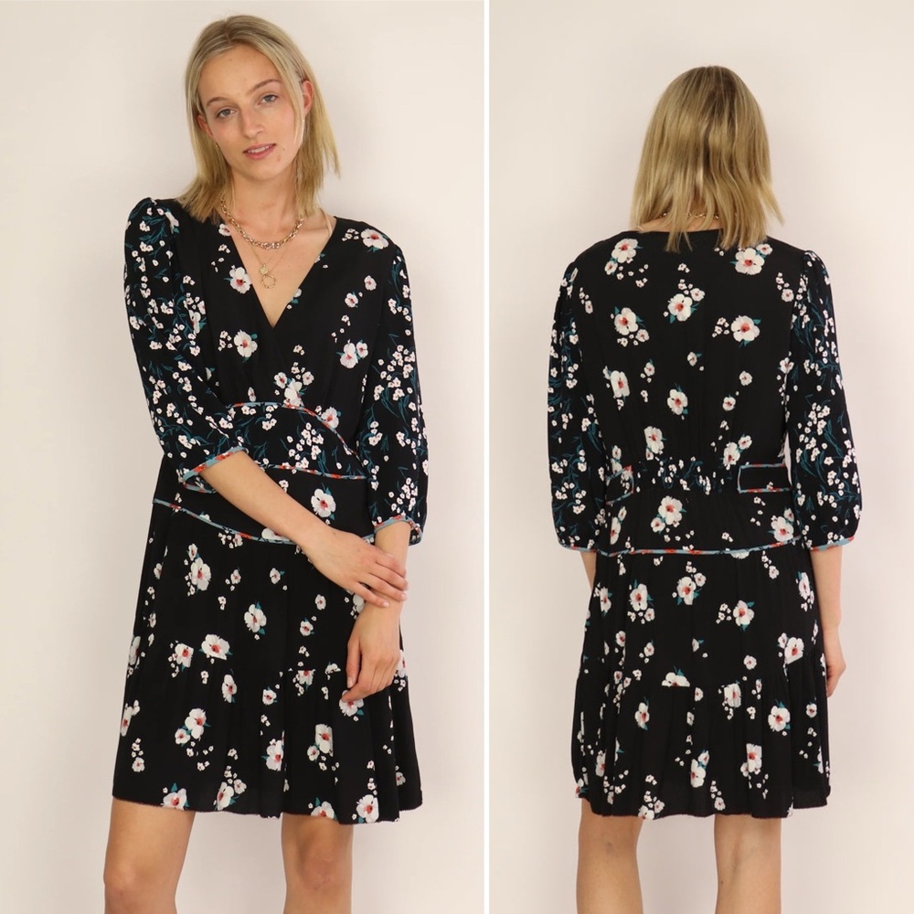 ba&sh Belize Dress in 'Noir' floral print, size M